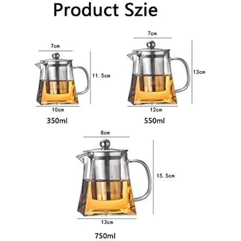 Théière en Verre Carrée 350-950ml